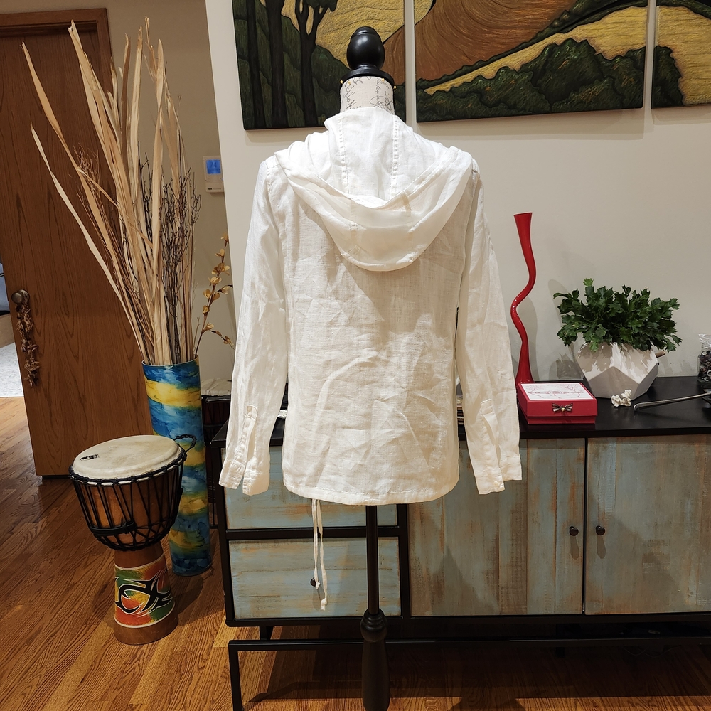 American Colors White Linen Hoodie - Picture 6 of 10